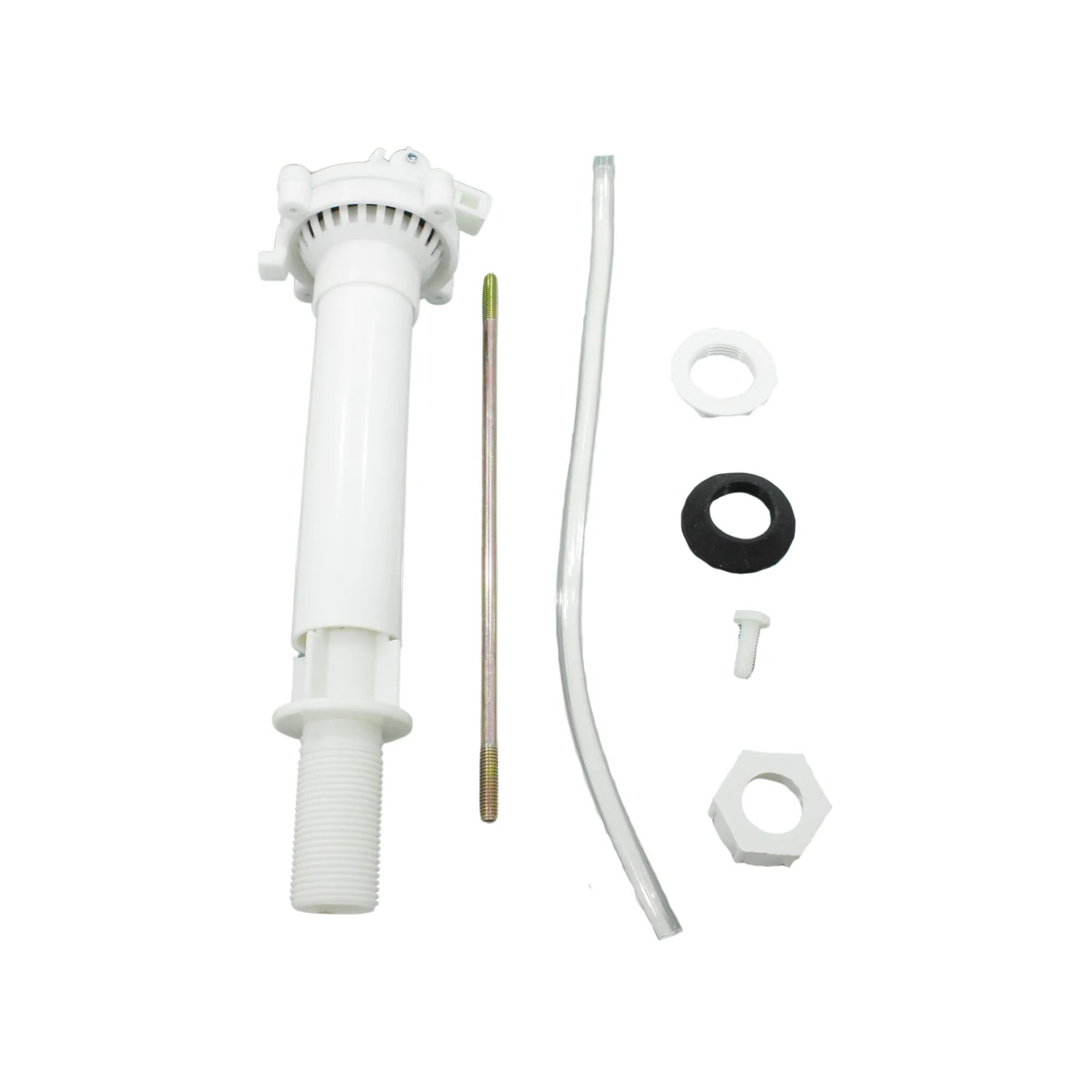 Kit de herrajes blancos para cisterna de inodoro, válvula de llenado, manguera, empaques y tornillería de instalación