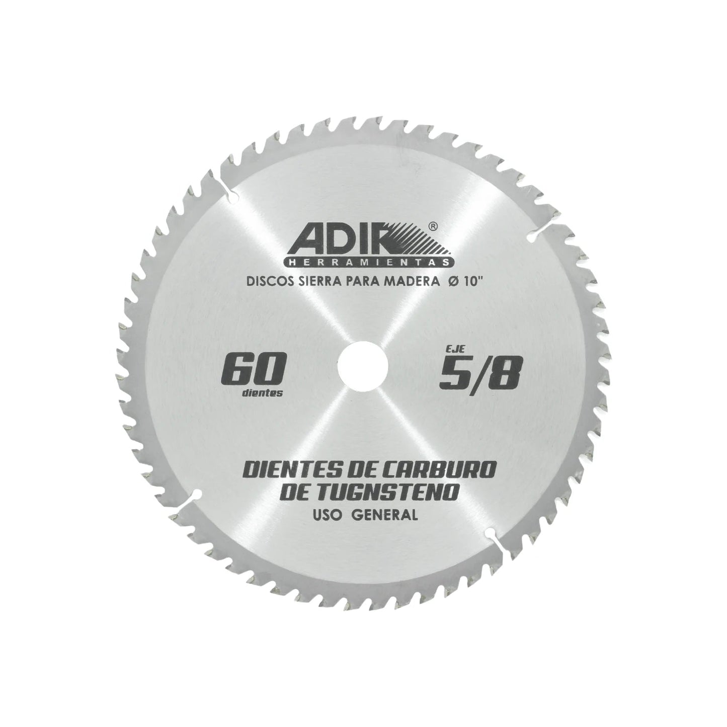 Disco sierra circular ADIK 10 pulgadas para madera, 60 dientes de carburo de tungsteno, eje 5/8 uso general