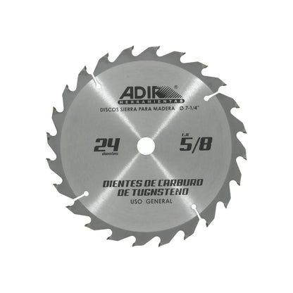 Disco sierra circular Adir para madera 7-1/4" 24 dientes de carburo de tungsteno, uso general