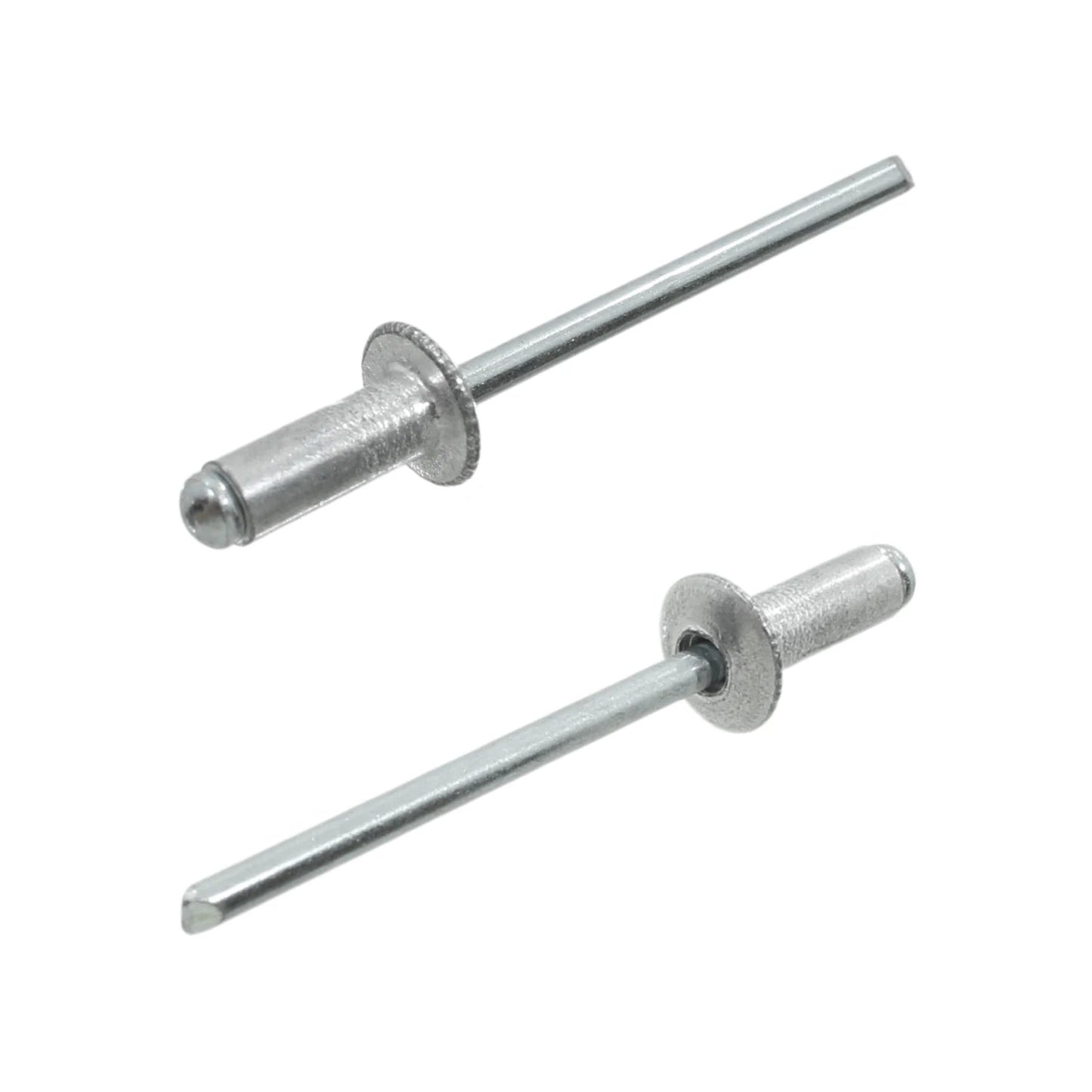 Remaches ciegos de aluminio plateados con mandril, 6mm, para fijación de metal y usos en ferretería