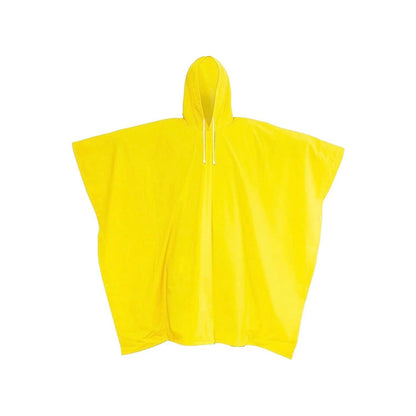 Poncho impermeable amarillo con capucha, ligero y resistente, perfecto para protección contra la lluvia.