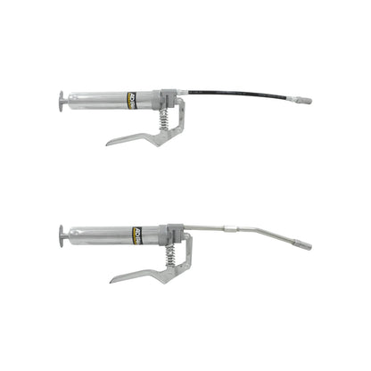 Inyector de grasa pistola Adir, kit con manguera flexible y tubo rígido, color plata y gris para taller.
