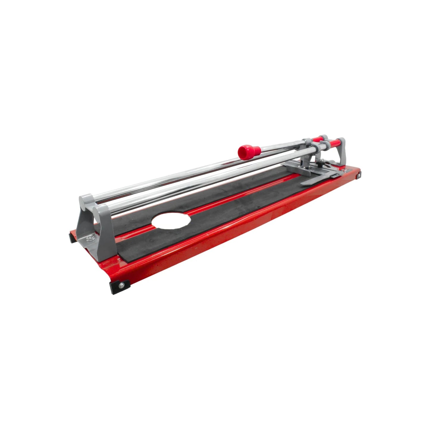 Cortadora de azulejo manual profesional roja, con guías de acero para cortes precisos en cerámica.