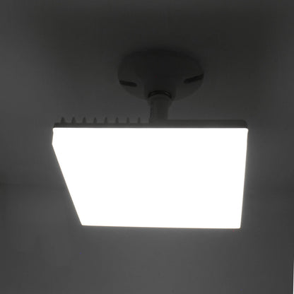 Panel LED cuadrado blanco para techo, iluminación brillante y orientable para talleres y almacenes.
