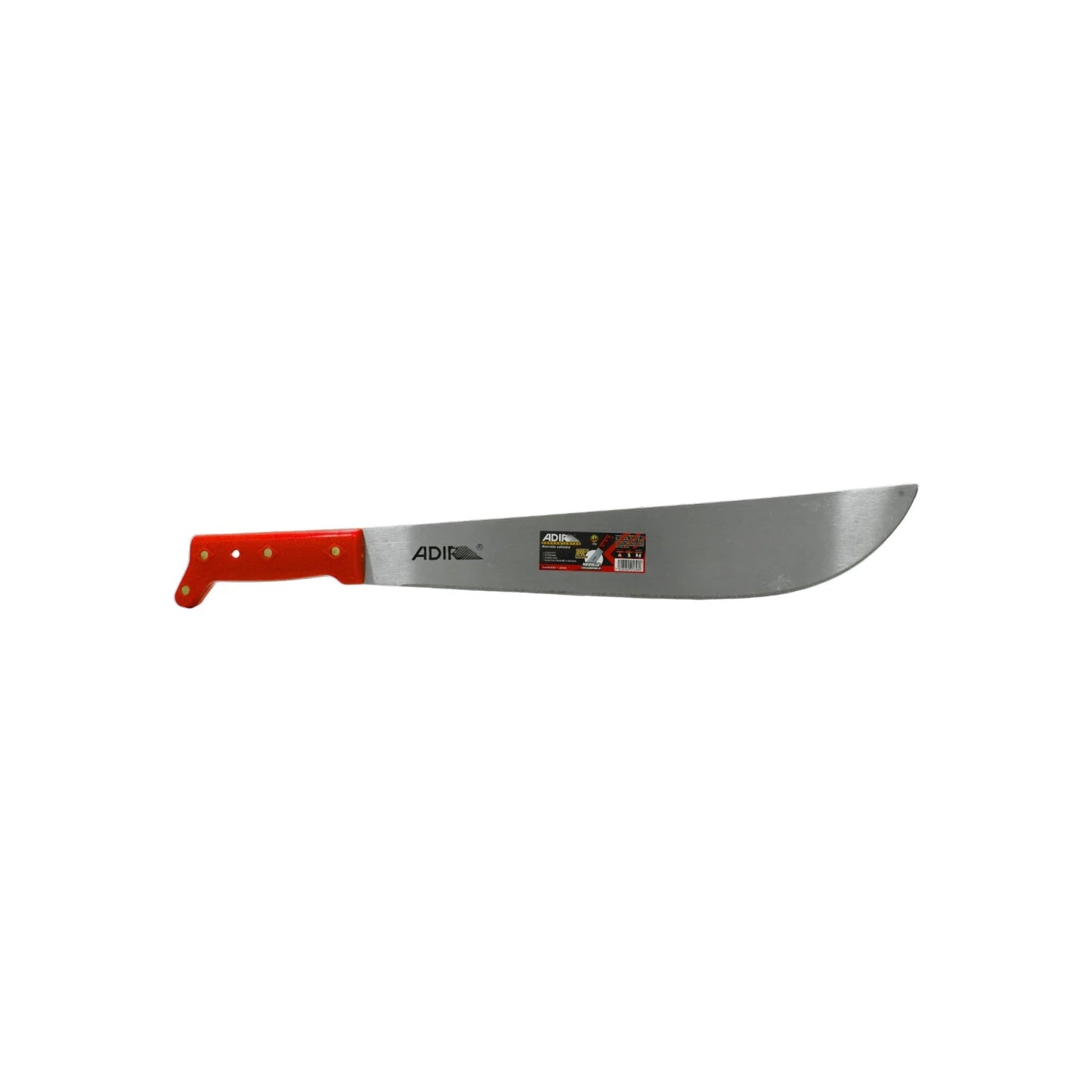 Machete Adir pulido de 14 pulgadas con hoja de acero brillante y mango ergonómico rojo para desbroce y campo