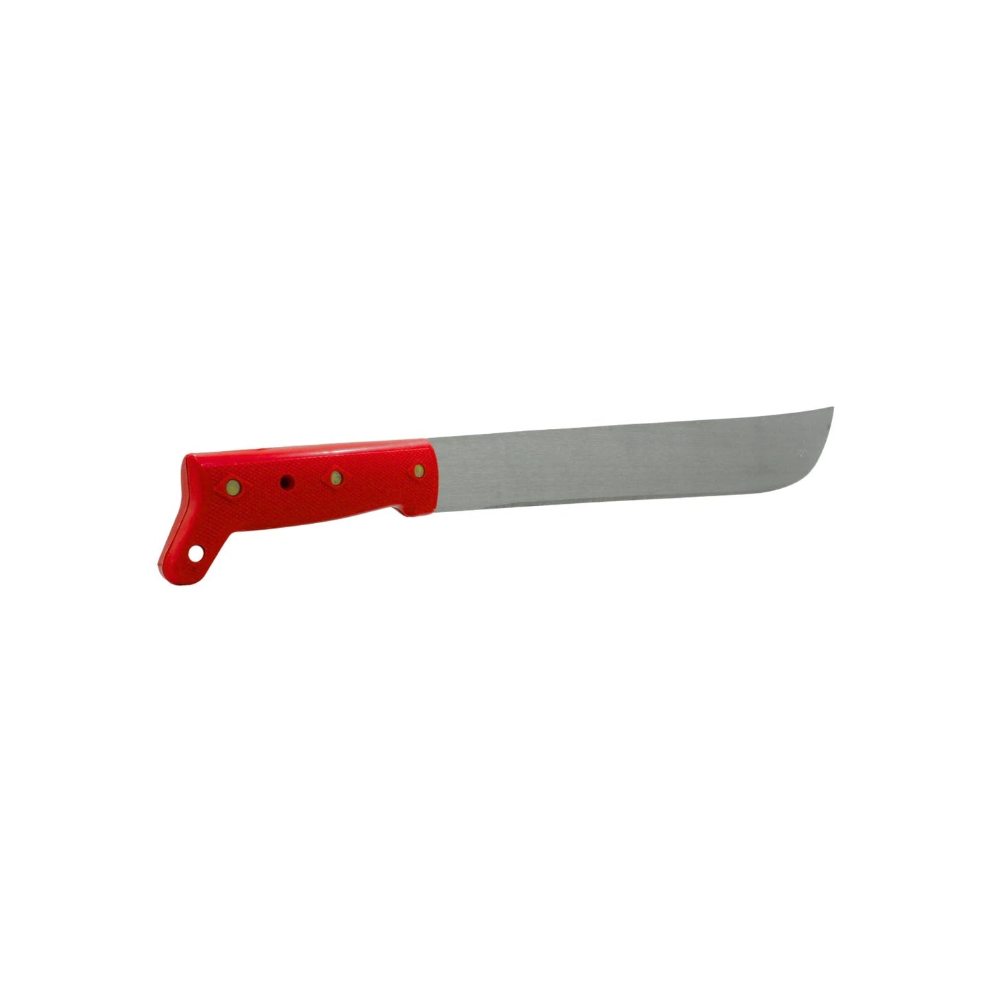 Machete de hoja pulida de acero 20 pulgadas con mango ergonómico rojo para corte de maleza y campo