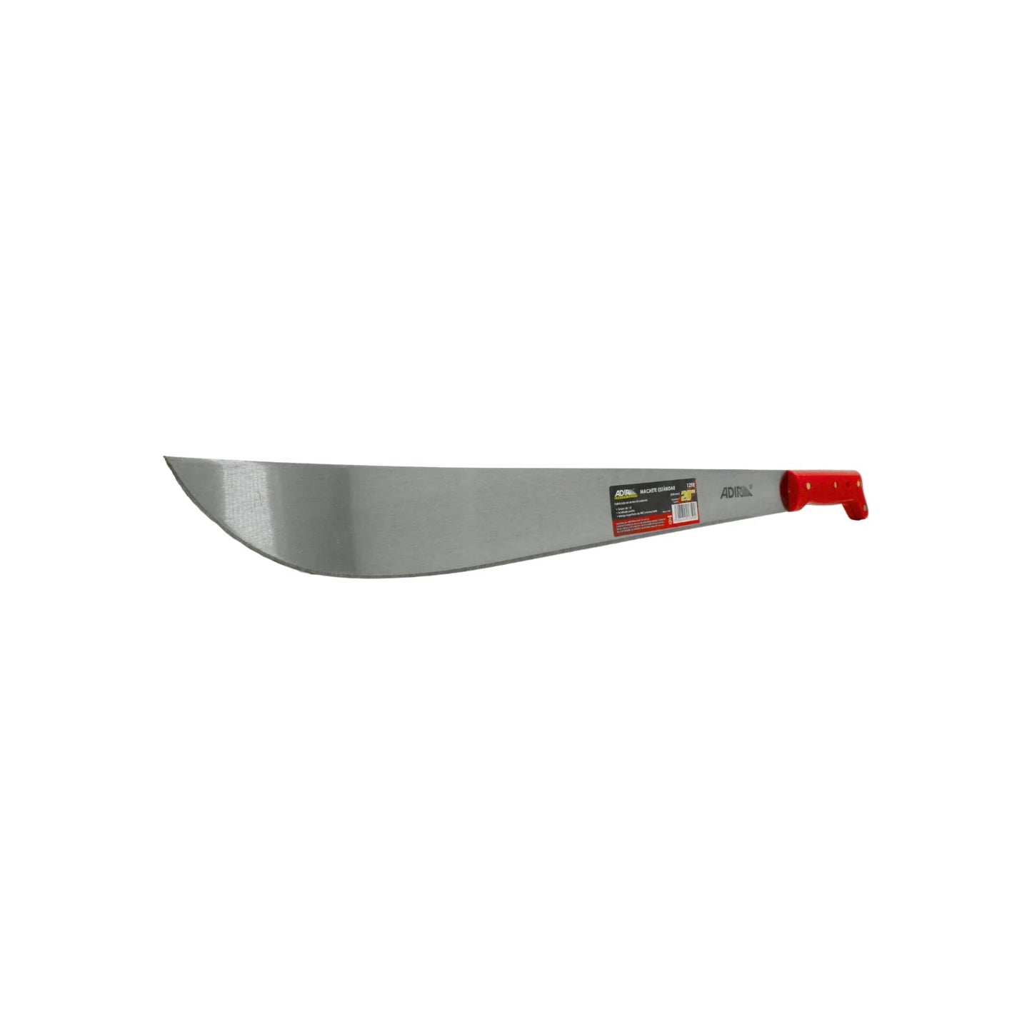 Machete Adir pulido de 20 pulgadas con hoja de acero y mango rojo ergonómico para desmonte agrícola