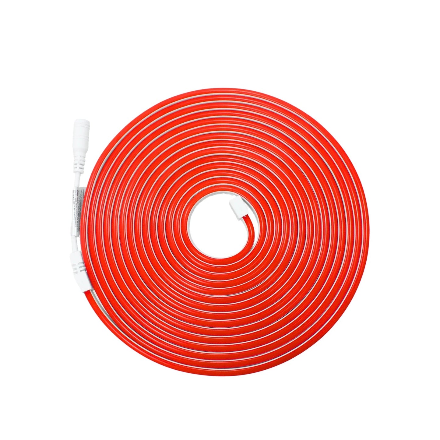 Tira LED neón flexible roja enrollada de 5m con conector para iluminación decorativa interior y exterior