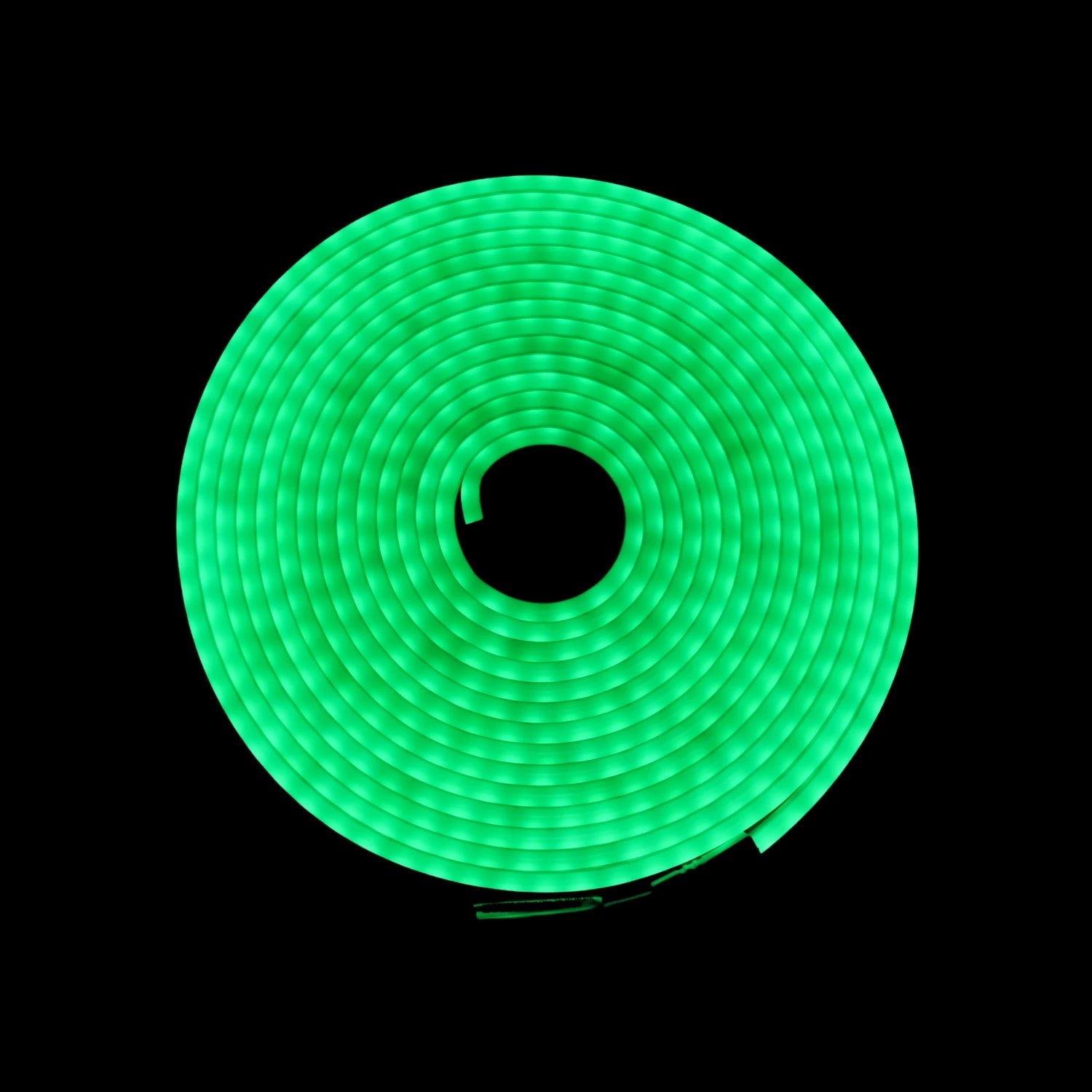 Tira LED verde neón flexible de 5m enrollada para iluminación decorativa y acentos de luz