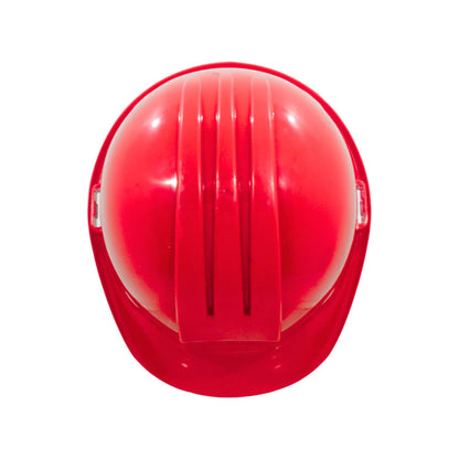 Casco de seguridad rojo para construcción y protección industrial