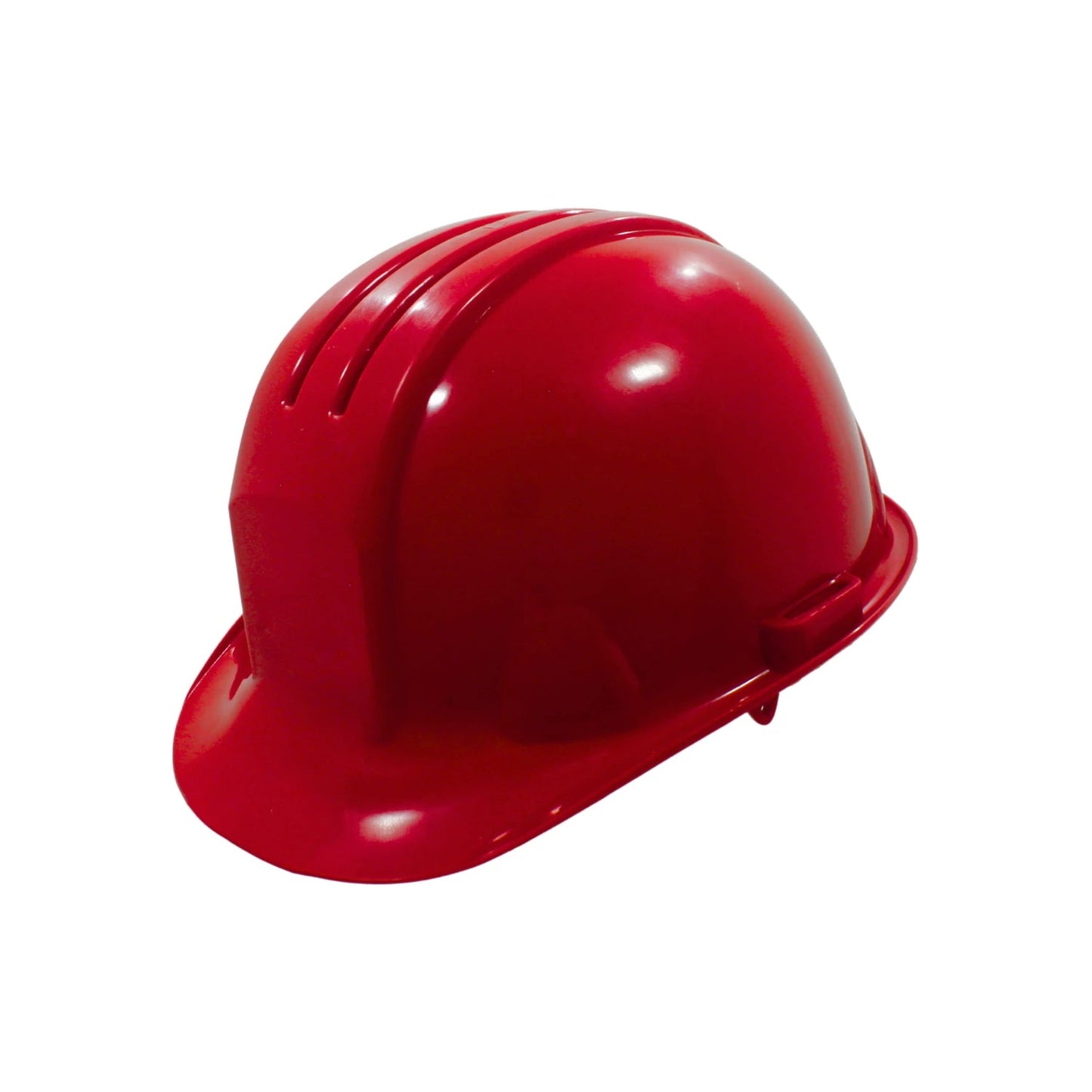Casco de protección rojo para trabajos de construcción, industria y seguridad laboral.