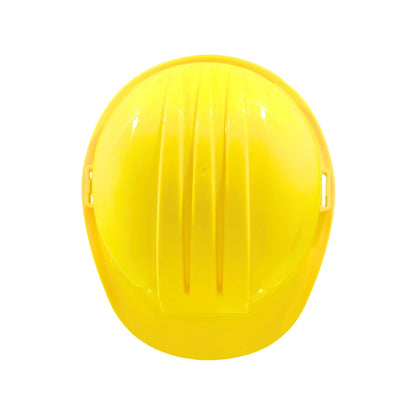Casco de seguridad amarillo para construcción, protección industrial y trabajos en obra.