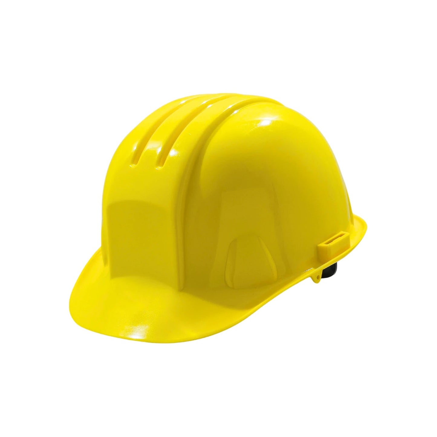 Casco protector de seguridad amarillo para obras y construcción, alta visibilidad.