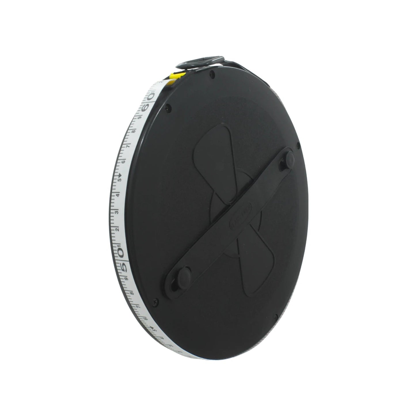 Cinta métrica de fibra de vidrio enrollable 50 metros negra, ideal para topografía, construcción y medidas largas.