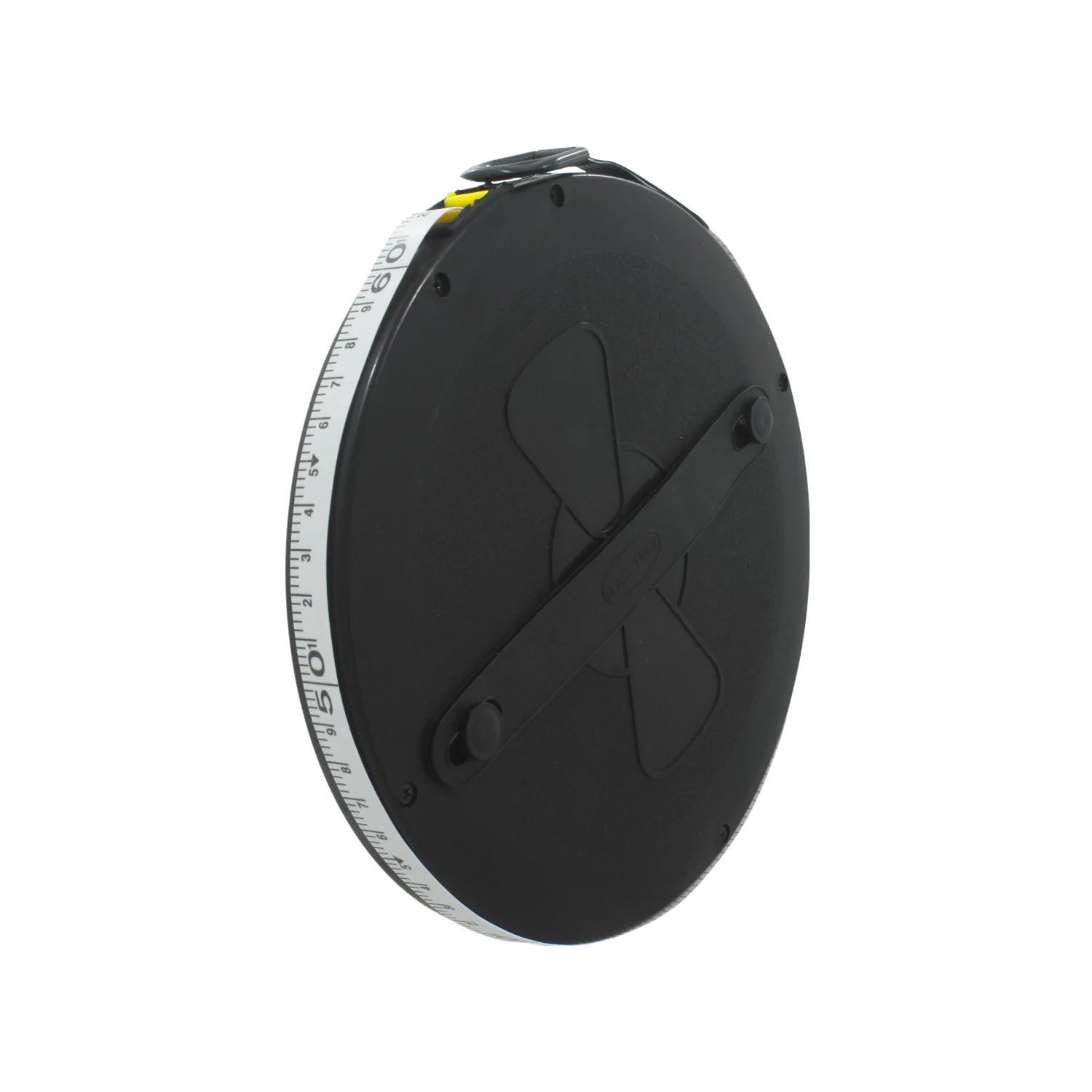 Cinta métrica de fibra de vidrio enrollable 50 metros negra, ideal para topografía, construcción y medidas largas.