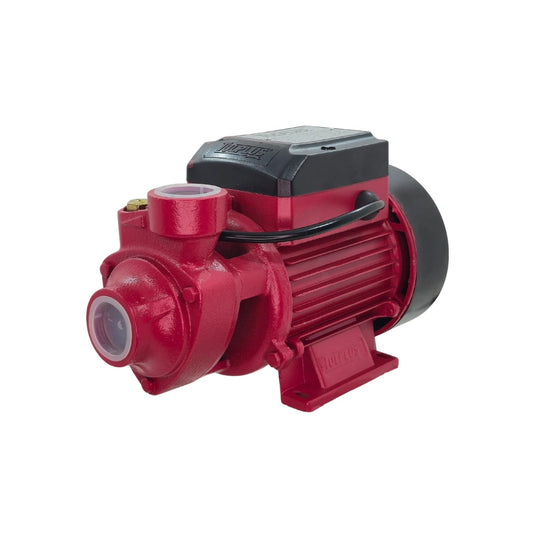 Bomba periférica eléctrica Tulplus roja de 1/2 HP para aumento de presión y sistemas de riego doméstico.