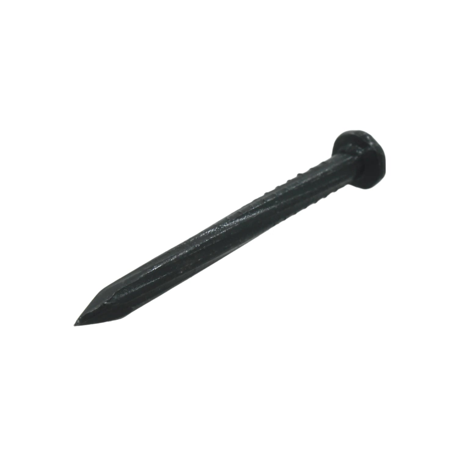 Clavo para concreto de acero negro, estriado con cabeza plana y punta afilada
