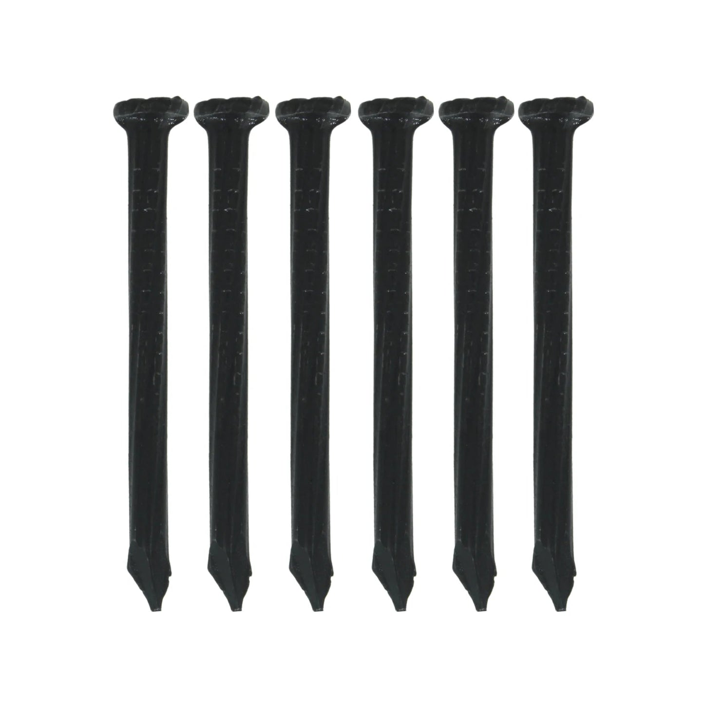 Seis clavos negros para concreto 2 pulgadas calibre 8, punta cincel, alta resistencia