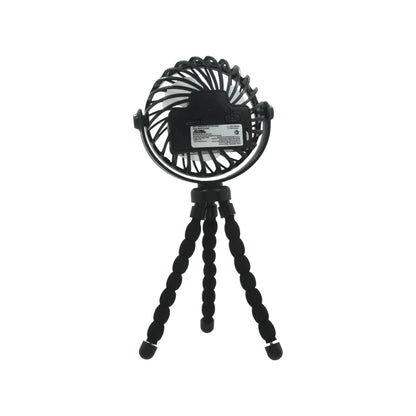 Ventilador mini portátil Adir 12374 negro recargable con trípode flexible articulado