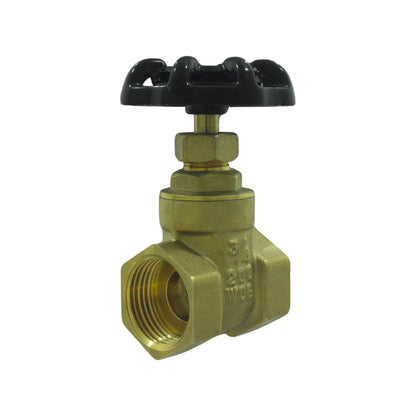 Válvula de compuerta de bronce roscable 3/4" 200 WOG con volante negro