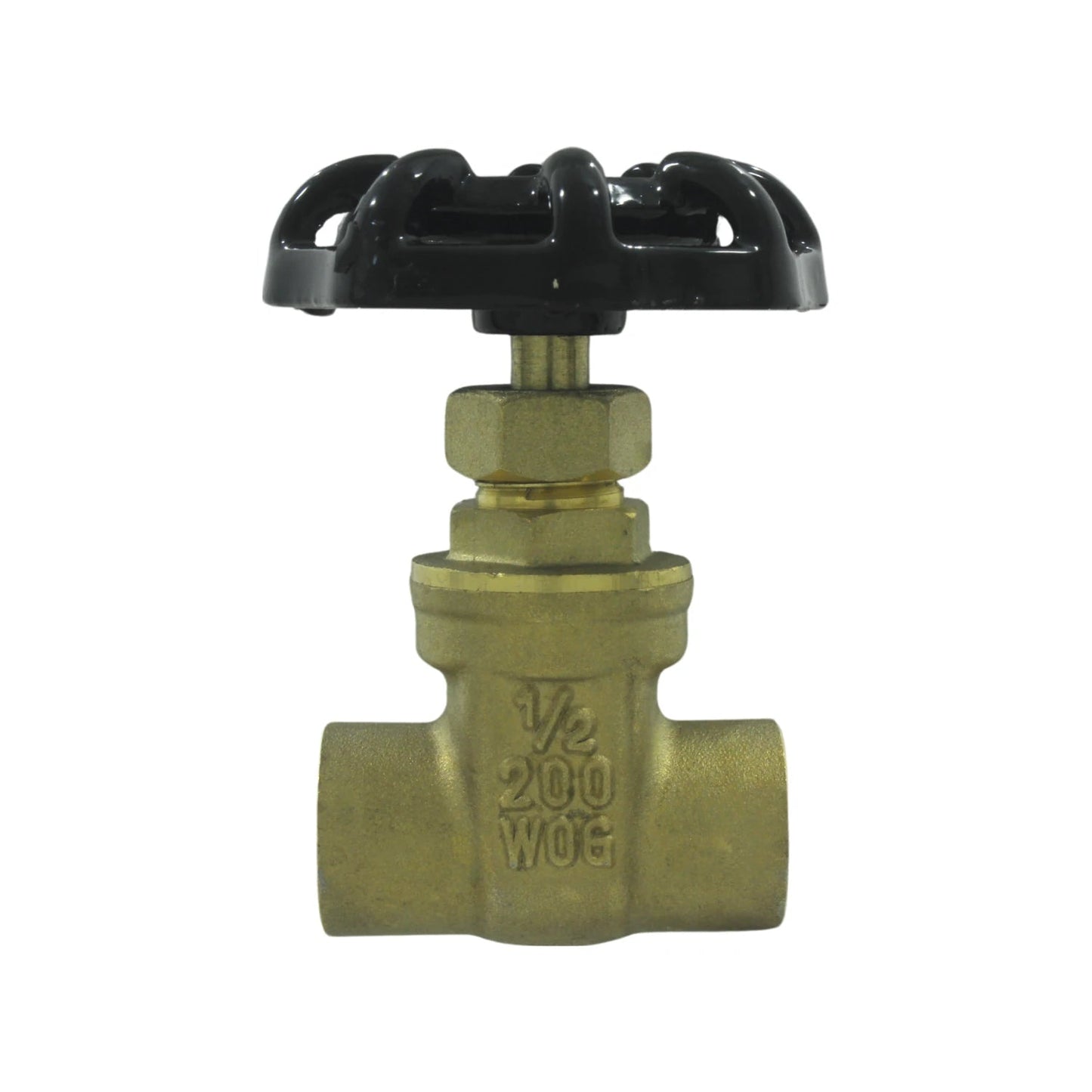 Válvula de compuerta de latón 1/2 pulgada con volante negro para control de flujo de agua y gas