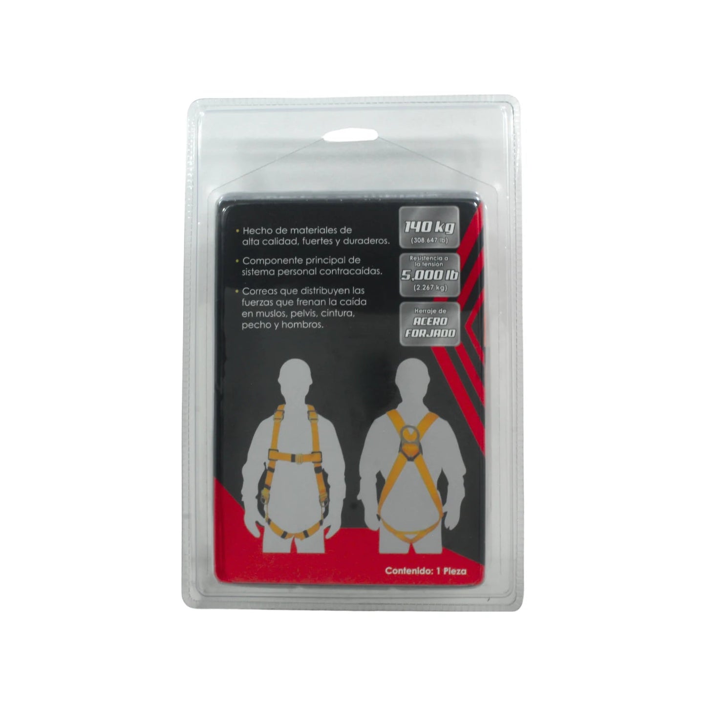 Arnés de seguridad anticaídas de cuerpo completo con correas amarillas y herrajes de acero forjado para trabajo en alturas