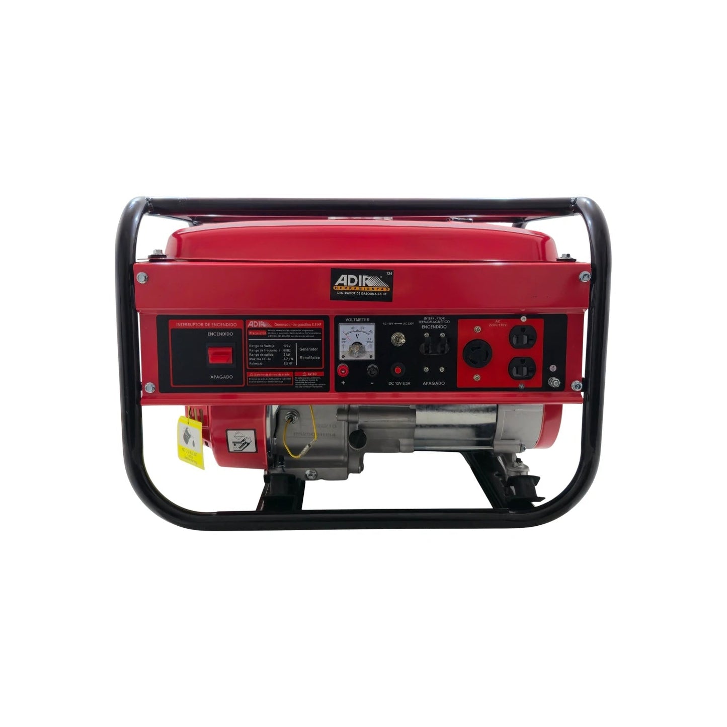 Generador portátil a gasolina Adir rojo 3000W 5.5 HP con panel de control para energía de emergencia