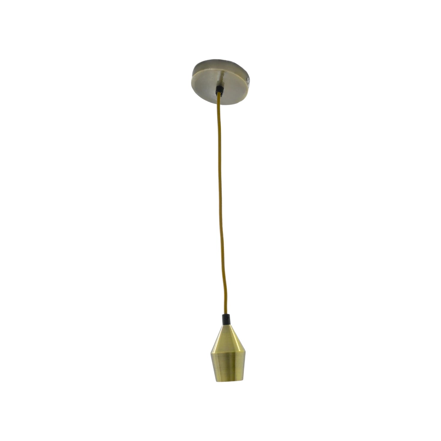 Candil colgante tipo socket dorado o latón con cable textil amarillo para iluminación interior