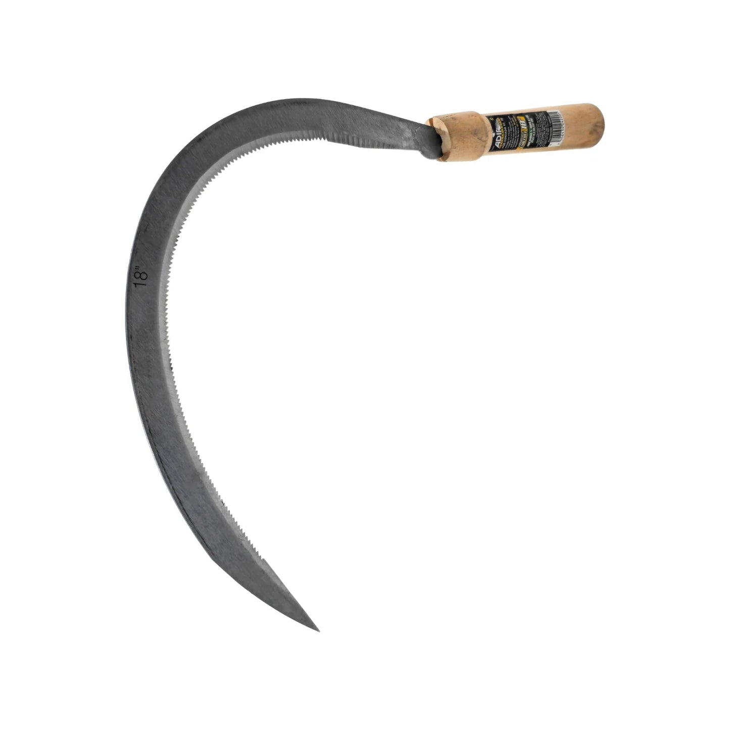Hoz Adir dentada curva de 18 pulgadas con mango de madera para corte agrícola y jardinería