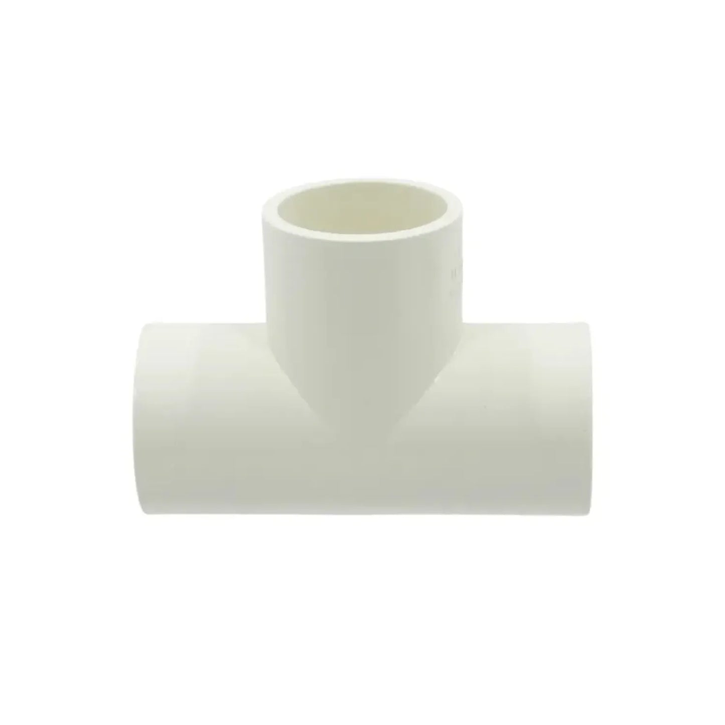 Conector de tubería PVC tipo T para plomería color blanco, unión de tres vías para sistemas de agua