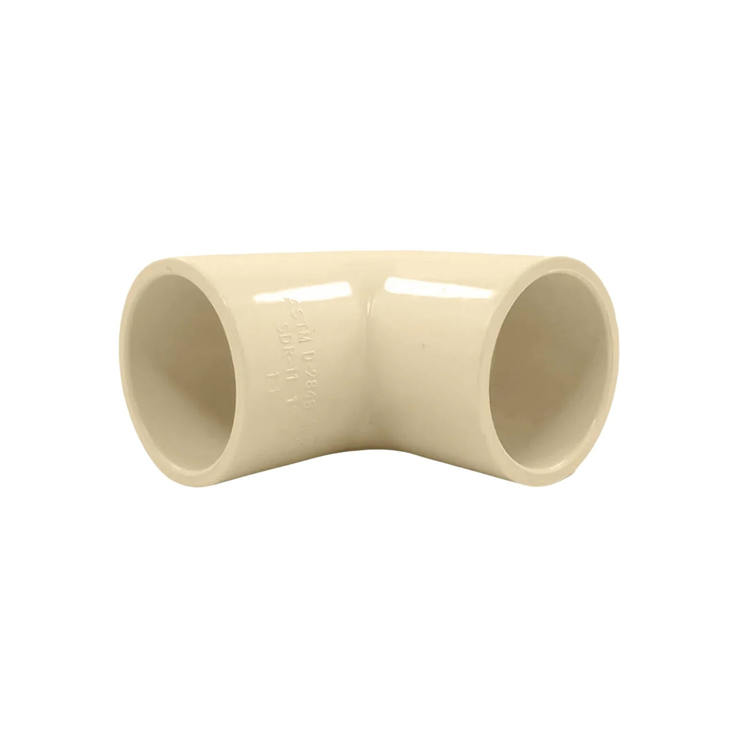 Codo CPVC 1/2 pulgada (13 mm) 90 grados color crema para tuberías de plomería y agua caliente.