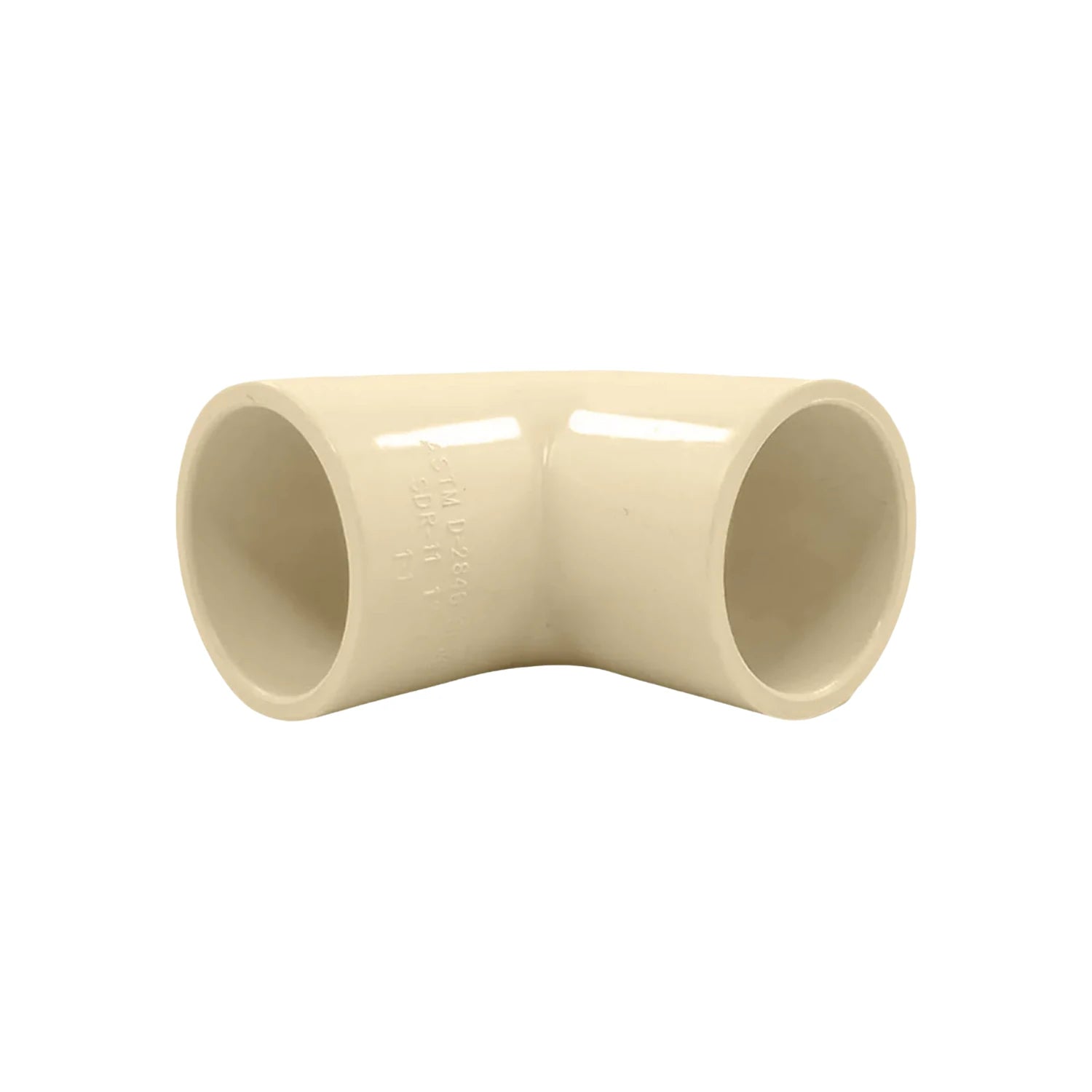 Codo CPVC 1/2 pulgada (13 mm) 90 grados color crema para tuberías de plomería y agua caliente.
