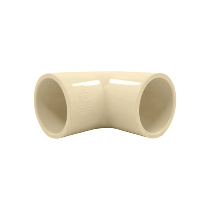 Codo CPVC 1/2 pulgada (13 mm) 90 grados color crema para tuberías de plomería y agua caliente.