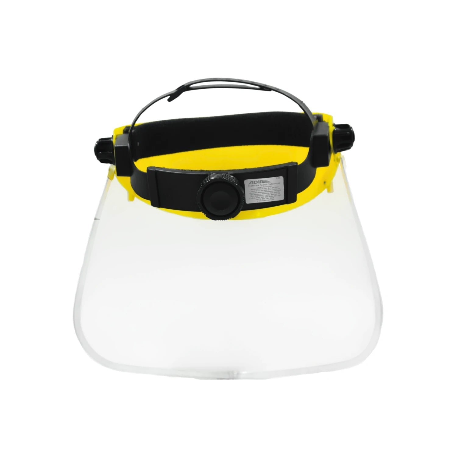 Careta de protección facial Adir 513 amarilla con visor transparente para seguridad industrial