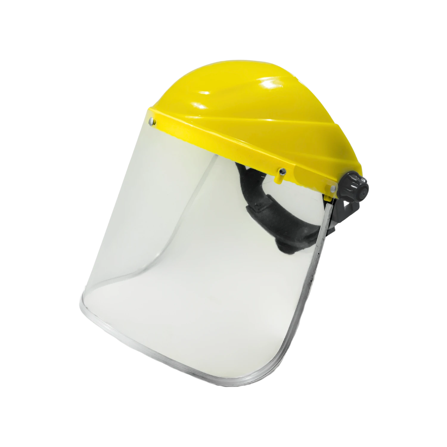 Careta de protección facial amarilla con visera transparente para seguridad industrial