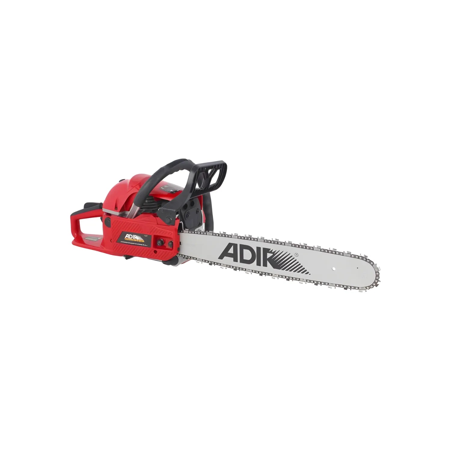Motosierra Adir roja a gasolina 21 pulgadas 52cc para corte de madera, herramienta potente.