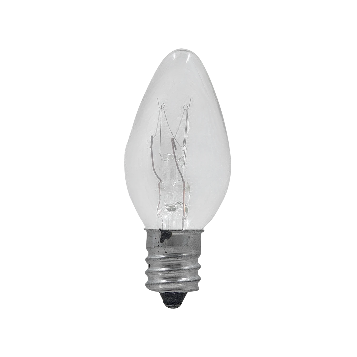 Foco incandescente transparente 7.5W tipo vela con base de rosca para iluminación decorativa