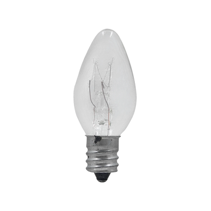 Foco incandescente transparente 7.5W tipo vela con base de rosca para iluminación decorativa