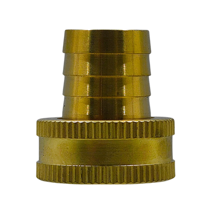 Racor latón 3/4 hembra para manguera, con espiga y tuerca moleteada
