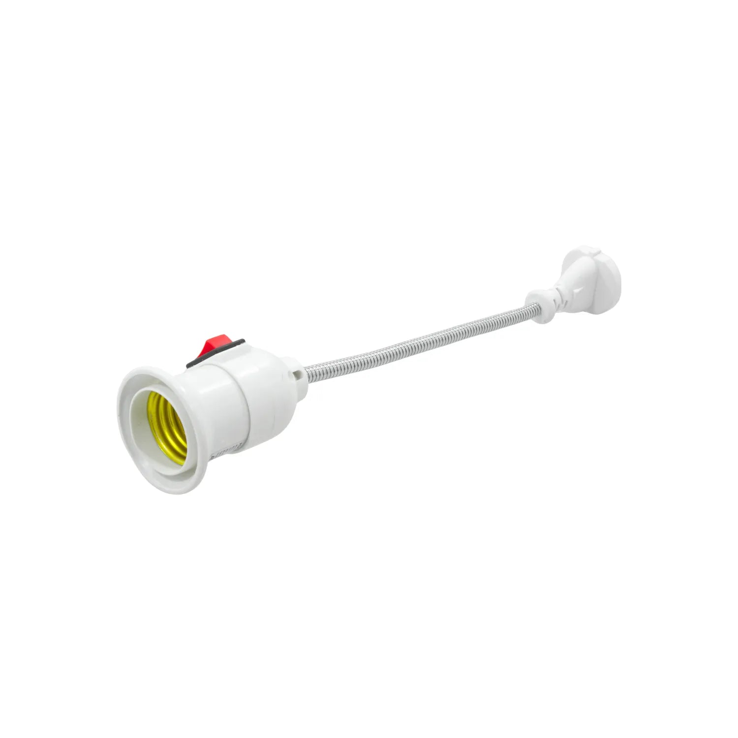 Socket flexible con clavija e interruptor para bombilla, cuello de cisne, color blanco.
