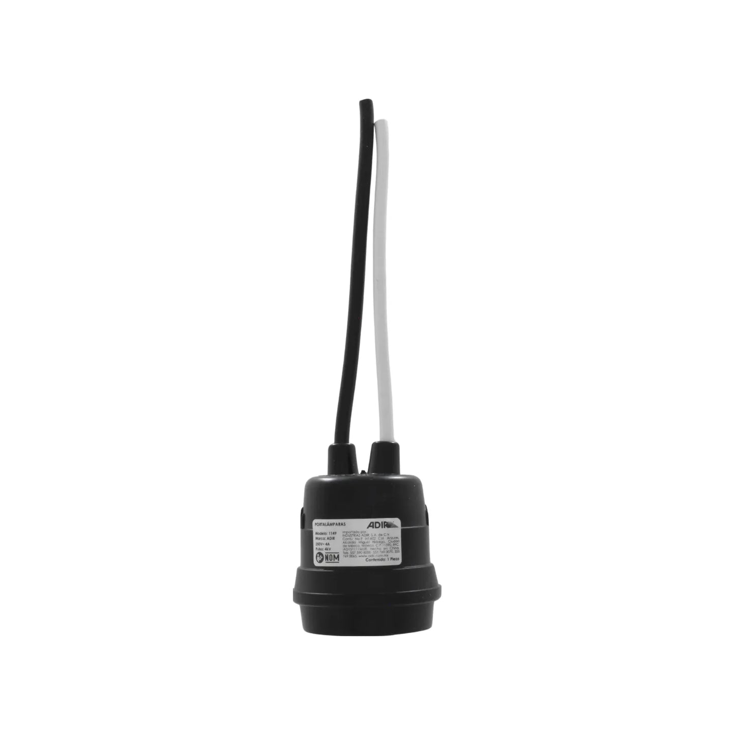 Socket Adir 1149 negro de intemperie, portalámparas resistente para uso exterior con cables.