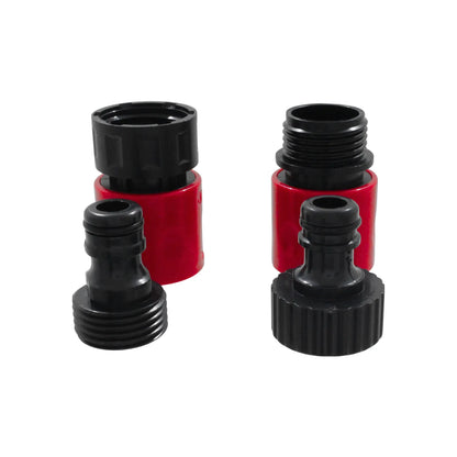 Conectores rápidos para manguera de jardín, acoples de plástico rojo y negro para grifo y accesorios de riego