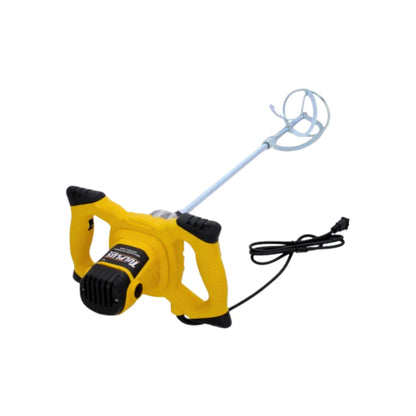 Mezclador eléctrico TULPLUS amarillo para mortero, pintura y cemento, con pala y doble mango ergonómico
