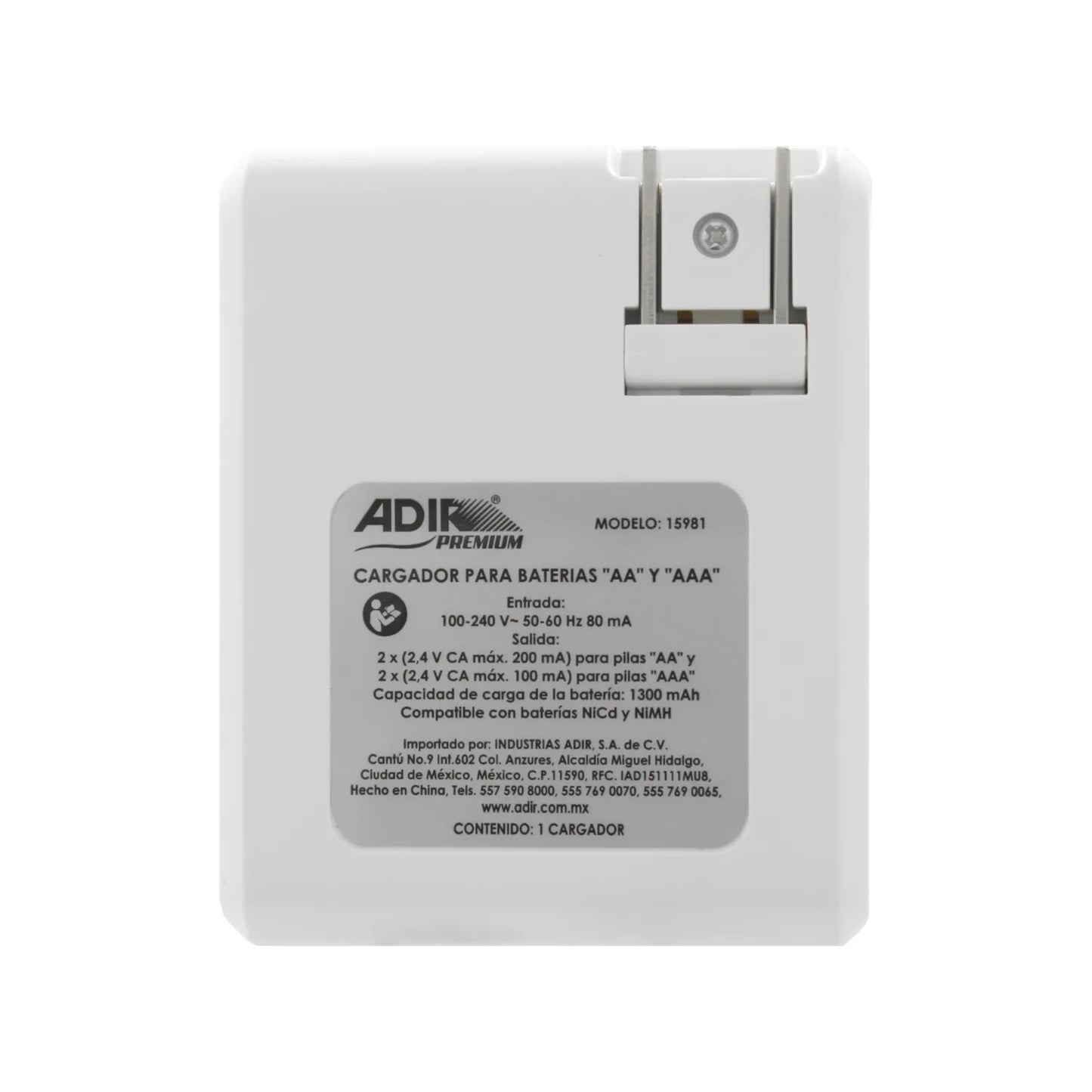 Cargador de baterías recargables AA y AAA Adir Premium modelo 15981 compatible con pilas NiCd y NiMH