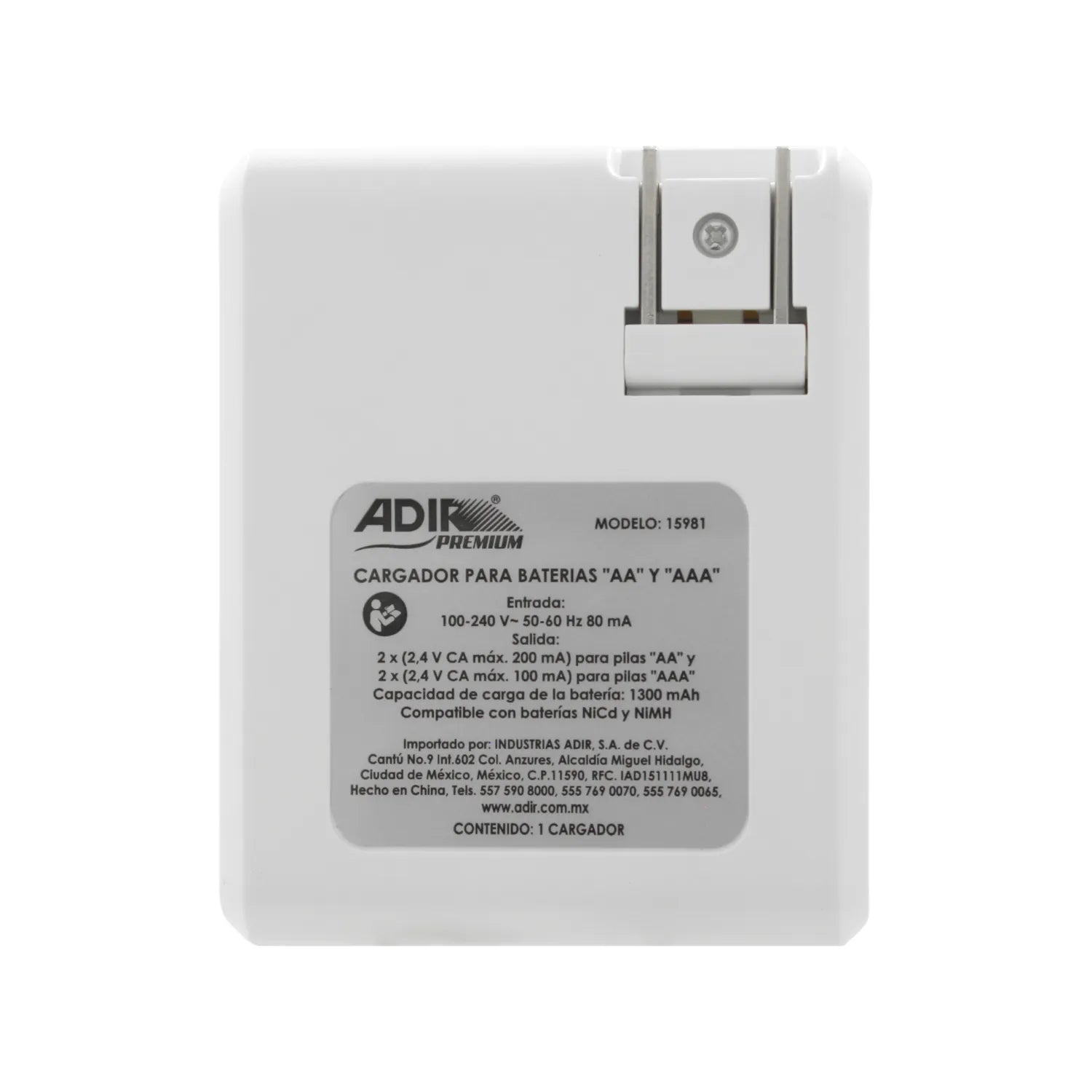 Cargador de baterías recargables AA y AAA Adir Premium modelo 15981 compatible con pilas NiCd y NiMH