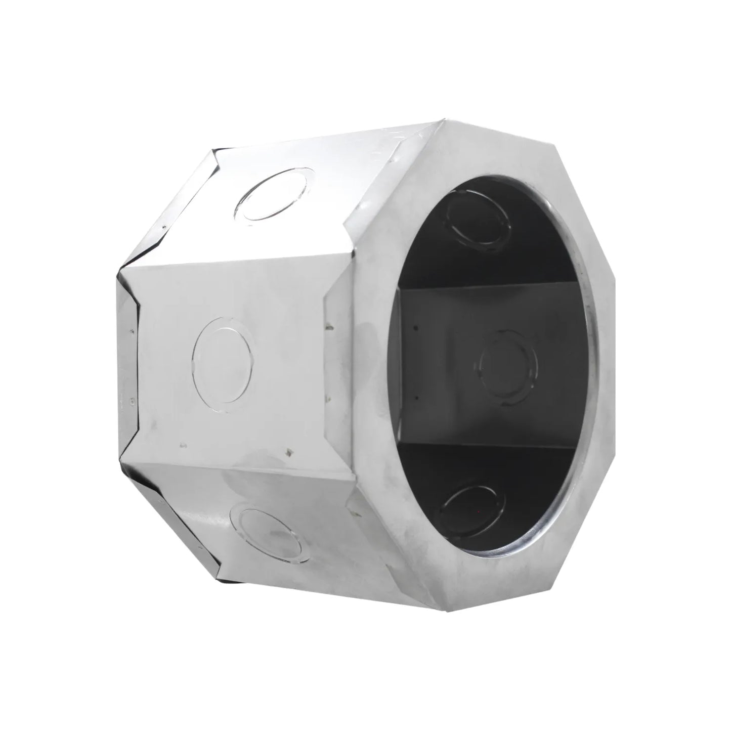 Caja eléctrica octagonal metálica de acero galvanizado con orificios troquelados para conexiones conduit