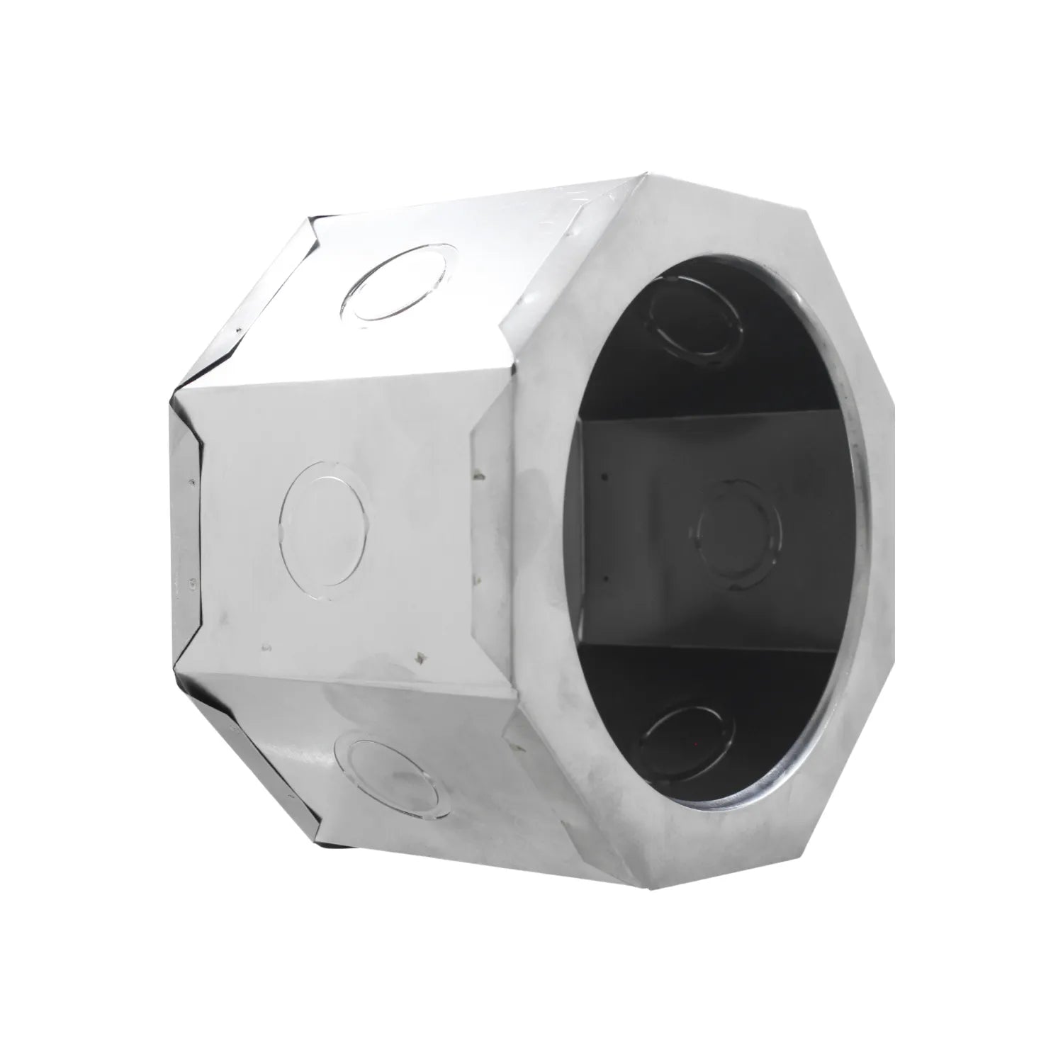 Caja eléctrica octagonal metálica de acero galvanizado con orificios troquelados para conexiones conduit