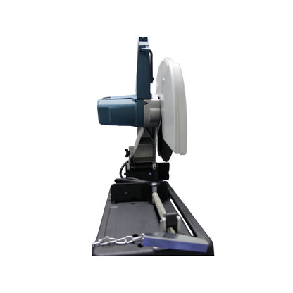 Cortadora de metal profesional 14 pulgadas azul y negra, 2000W, para cortes exactos en taller.