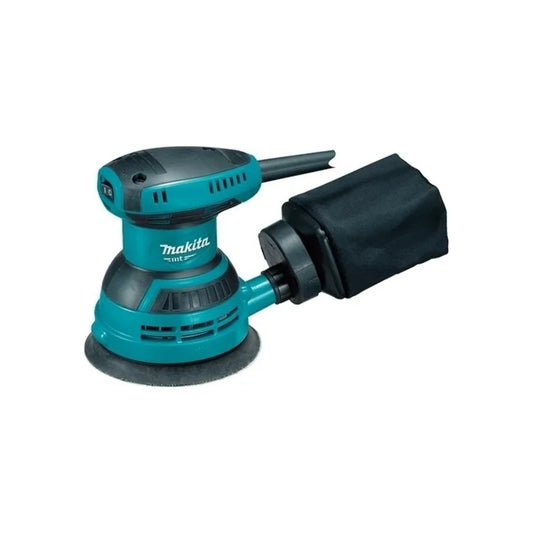 Lijadora orbital Makita 240W de 5 pulgadas con bolsa recolectora de polvo color teal y negro
