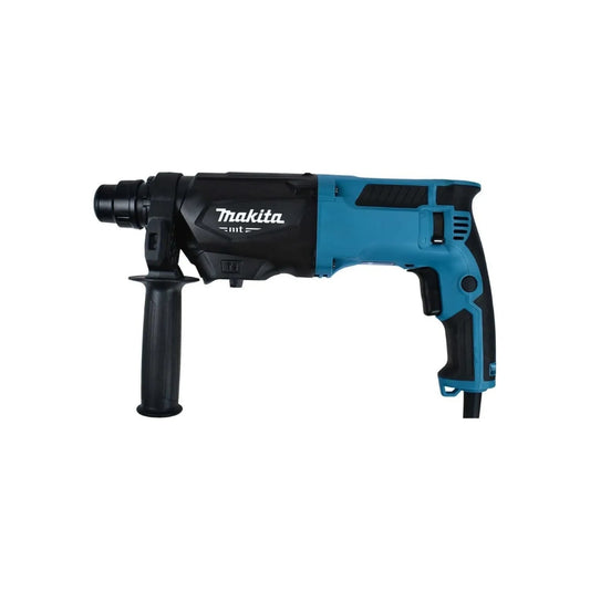Martillo perforador Makita SDS eléctrico profesional azul y negro con empuñadura auxiliar